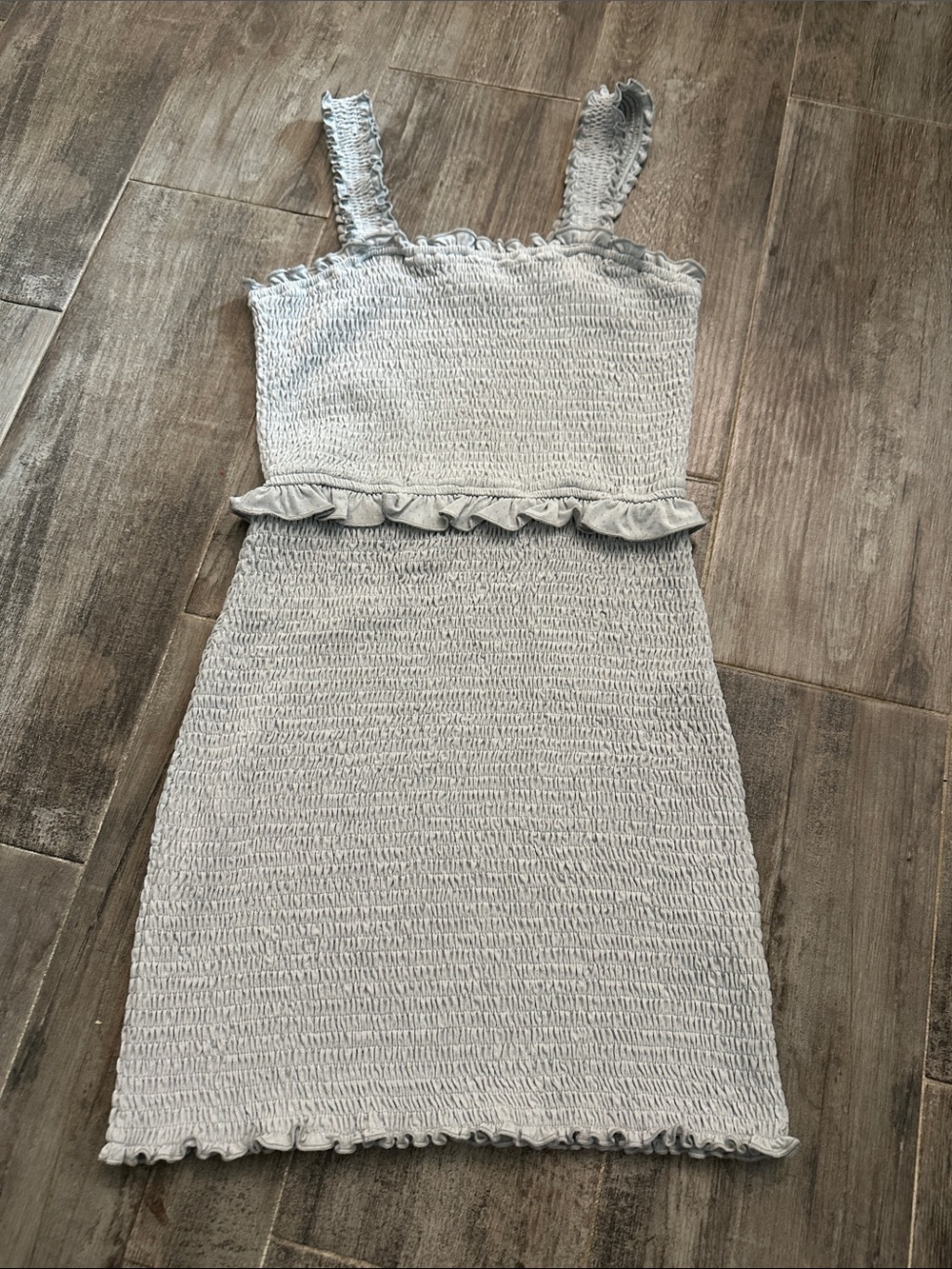 Le Lis Smocked Mini Dress- Sage Green/Gray- Size Small